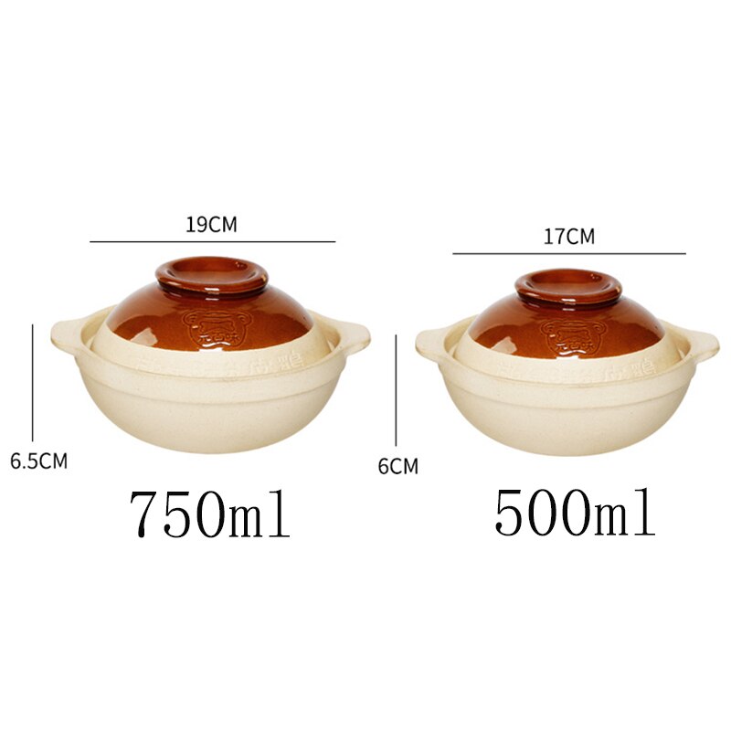 500ml 750ml Chaoshan Chaozhou Casserole Rice Noodle Casserole Porridge Pottery Pot With Double Ear Clay Pot