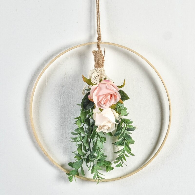 Ścienny bambusowy wieniec nie znikną girlanda sztuczny kwiat wiszący pierścień dekoracyjne rekwizyty salon ślubny wystrój domu #: 4