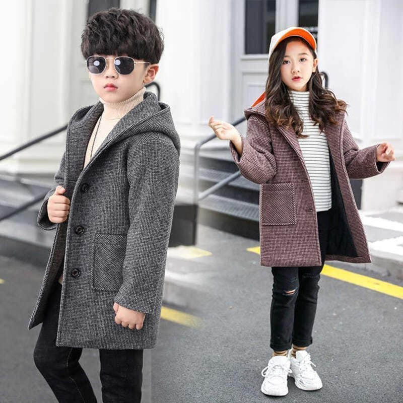 Jacket For Girls Wool &amp; Blends Autumn Winter Trench Coat Kids Girl Woolen Coat Windbreaker Child Outwear Teenagers