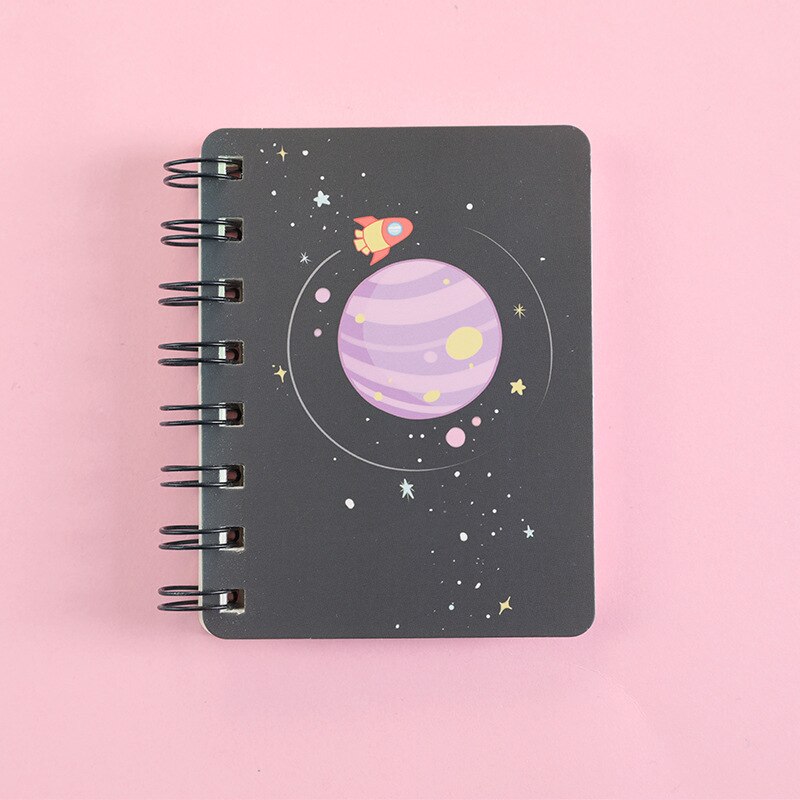 Mini Planet Loose-leaf Hand Book Notebook Diary blank Notebooks Diaries Kawaii Student Notepad Stationery Office School Supplies: Purple