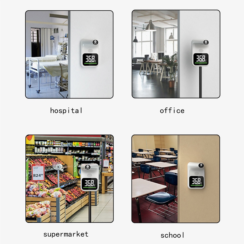 Wall Mounted Body Thermometer Infrared Forehead Thermometer LED Dual Screen Display For Public Places Adults Child Elder