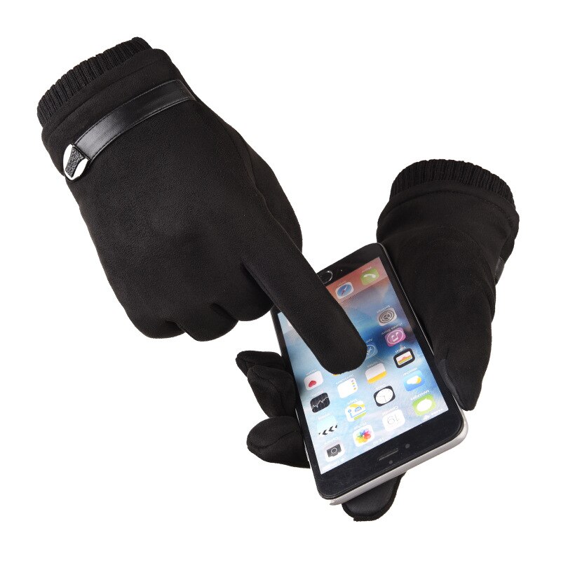Heren handschoenen, suède leer, zwart grijs, halve vinger, elastische handschoenen, outdoor fietshandschoenen, winter warme handschoenen, 033 stuks