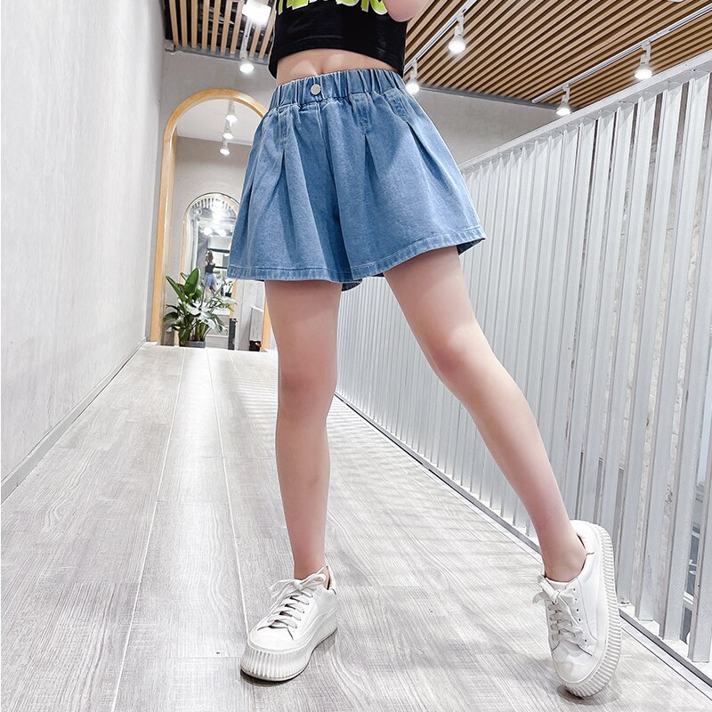 Girls Jean Shorts 2022 Summer Loose Style School Girls Shorts Casual Teenage Kids Denim Shorts For 2-14Years