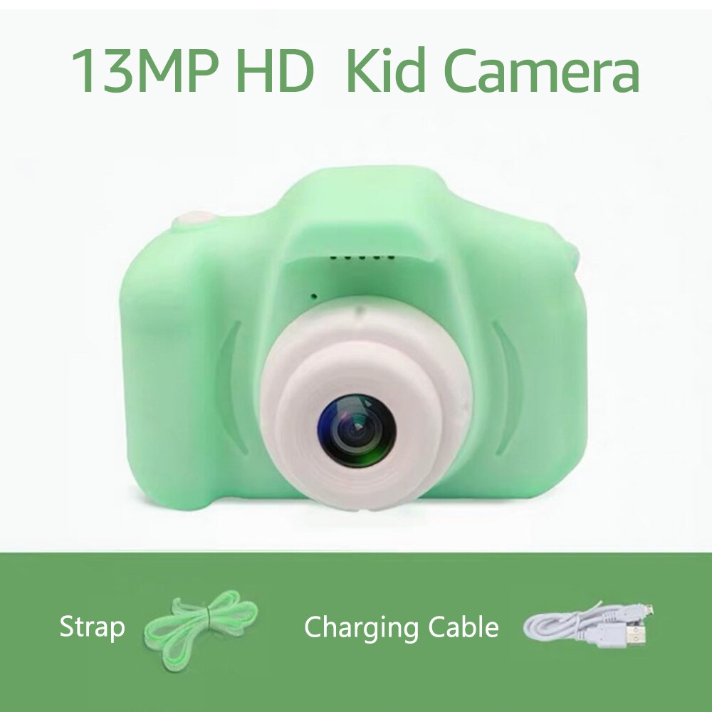 13MP Kids Digital Camera 1080P Children Video Camcorder Toy 2.0 Inches Screen Digital Camera for Girls and Boys Birthday: Green 13MP