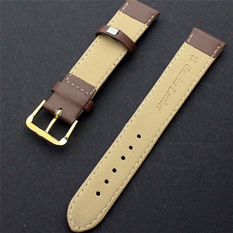 Black/Brown Faux Leather Watch Strap Replacement Wrist Strap For Men And Women Pin Buckle Plain Strap 16/18/20/22mm