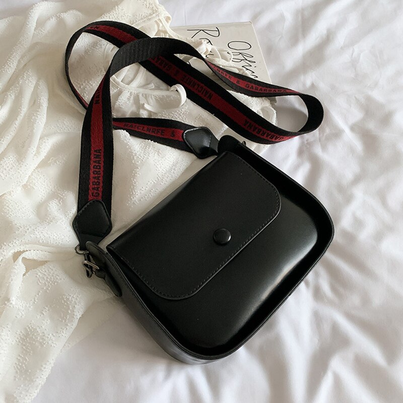 Getextureerde kleine vierkante tas retro schoudertas wilde brede schouderband crossbody tas