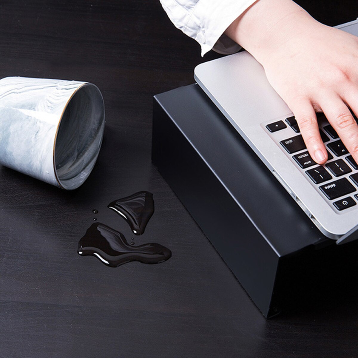 Computer Monitor Stand Riser Desk Laptop Organizer with Pen Panel Grooves and Cable Storage Hole for Home Office