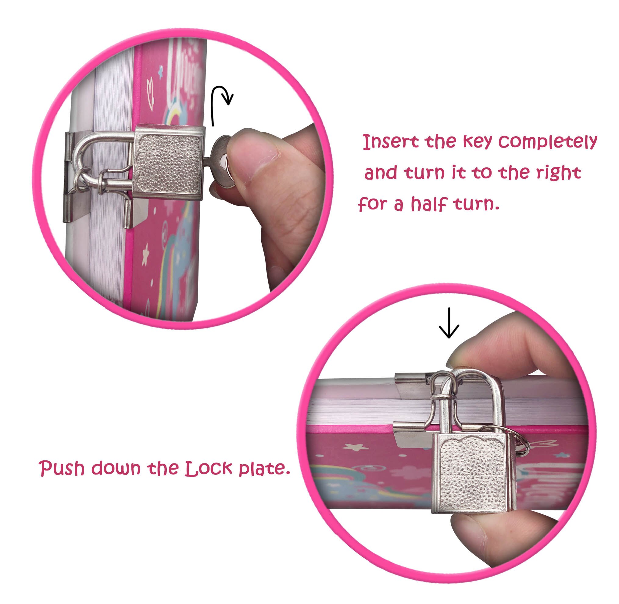 Diary with Lock and Keys for Girls, Unicorn Shakable Sequin Notebook Secret Dream Journal - Hardcover, Double-Sided,160 Pages