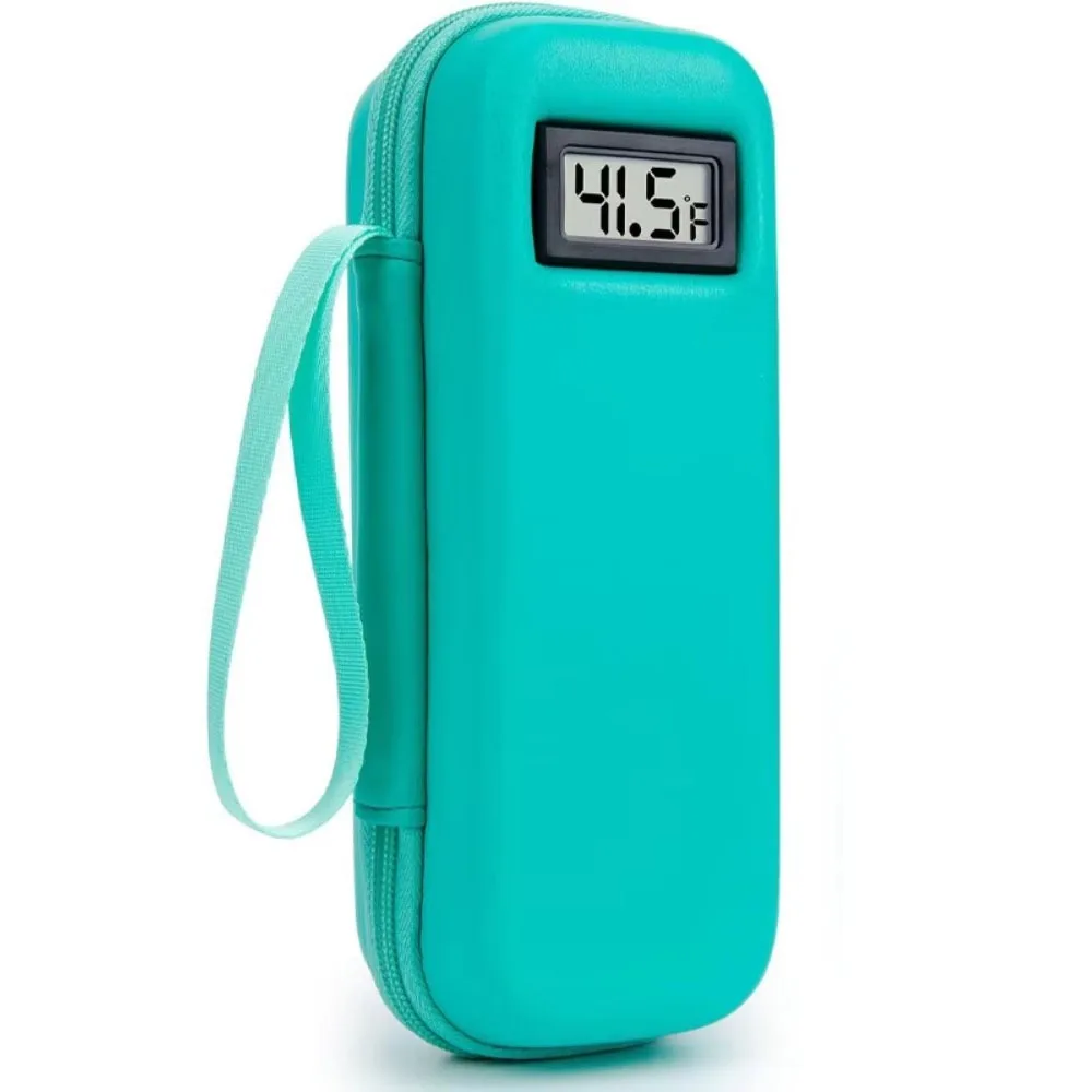 Refrigerador de insulina à prova d'água, estojo de viagem, reutilizável, portátil, organizador de medicamentos refrigerado com display de termômetro isolado: Vermelho