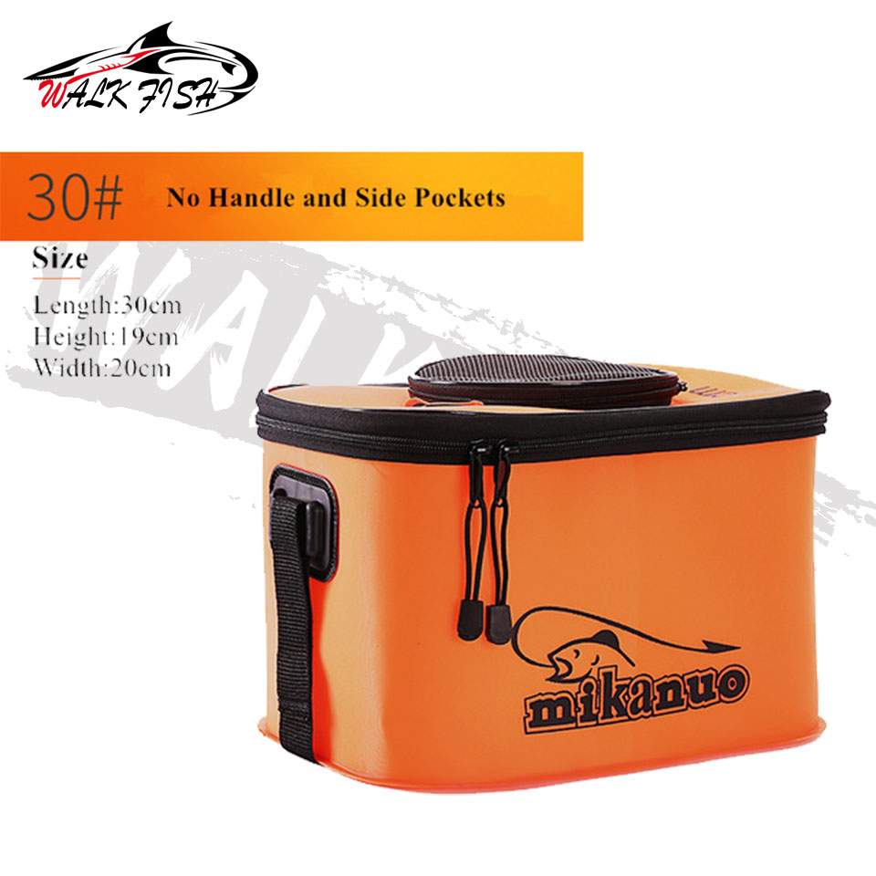 WALK FISH Folding Thicken Live Fishing Box EVA Portable Fishing Bag Fishbox Storage Bag Tank Bucket Camping Fishing Tackle: 30cm 11L Orange