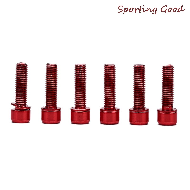 Meerdere Kleuren Fiets Stuurpen Schroef Aluminium M5x18mm Mtb Racefiets Fixed Gear Stuurpen Schroef 6Pcs: RD