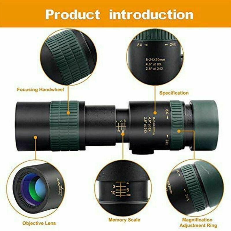 8-24x30mm Fernrohr Astronomische Teleskop Super Tele Zoomen Mit Stativ Clip einstellen Hd Nachtsicht für Telefon Zoomen Klettern