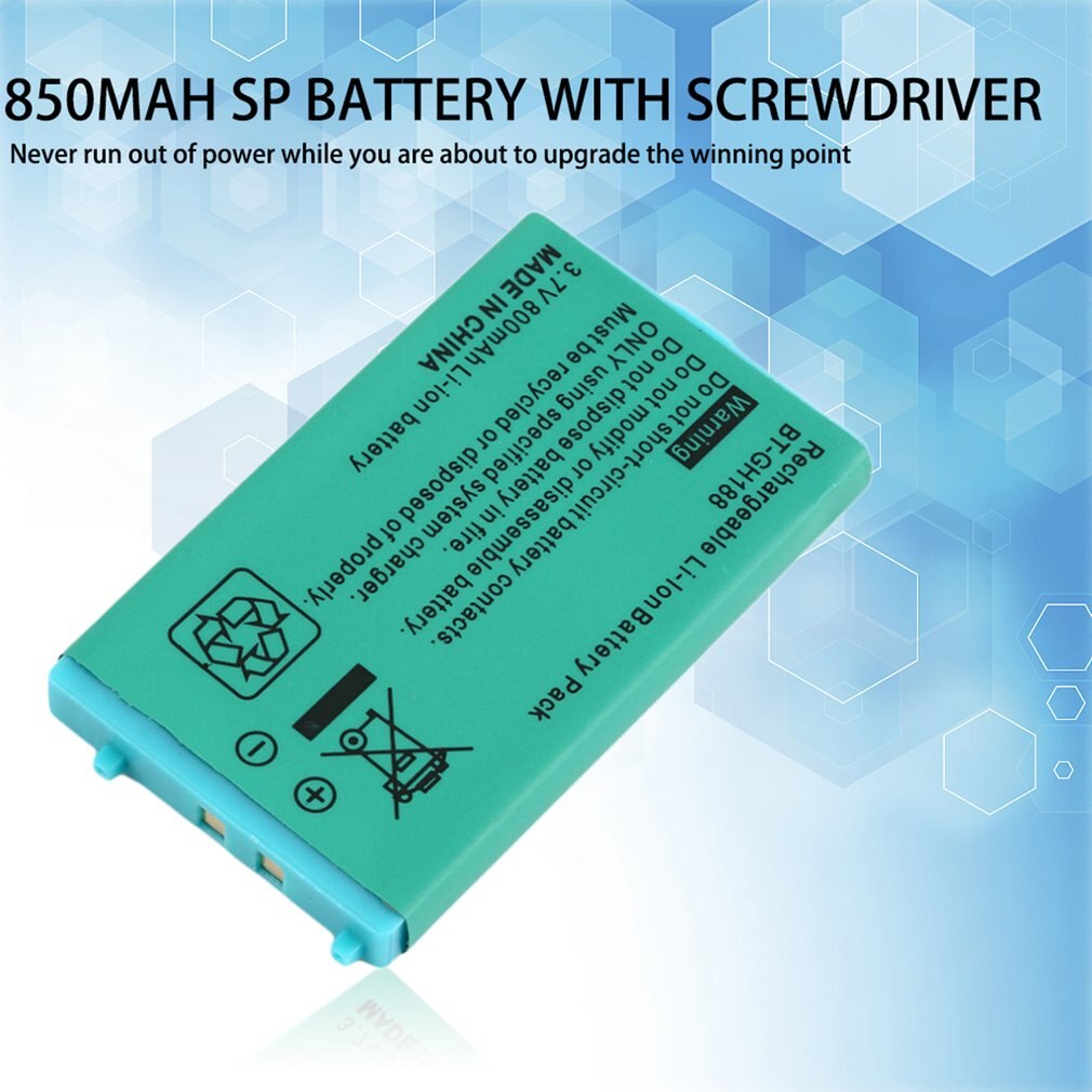850mAh Battery for Nintend GBA SP GameBoy Advance 3.7V Li-Ion Lithium Rechargeable Batteries With Free Tool
