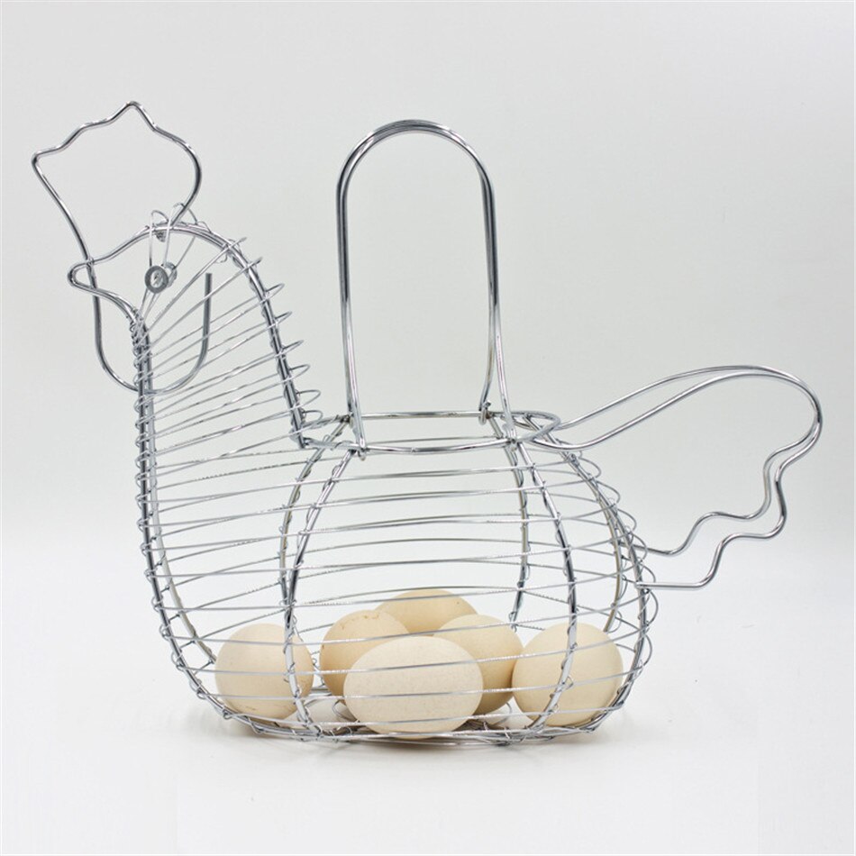 Oeuf de poulet porte-panier innovant grand fil de métal poule en forme de cuisine panier de rangement panier décor
