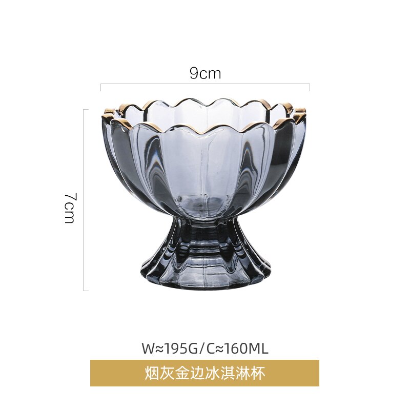 Ice Cream Cup Glass Cup Household Dessert Cup Ice Cream Yogurt Ice Cream Cold Drink Milk Shake Cup: Blue