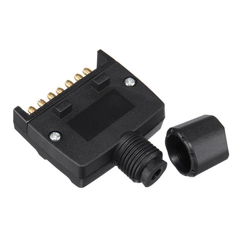 AOZBZ 7 Pin Flat Trailer Plug Male Female Socket Boat Portable Caravan Adaptor Connector Compact For Caravan Boat