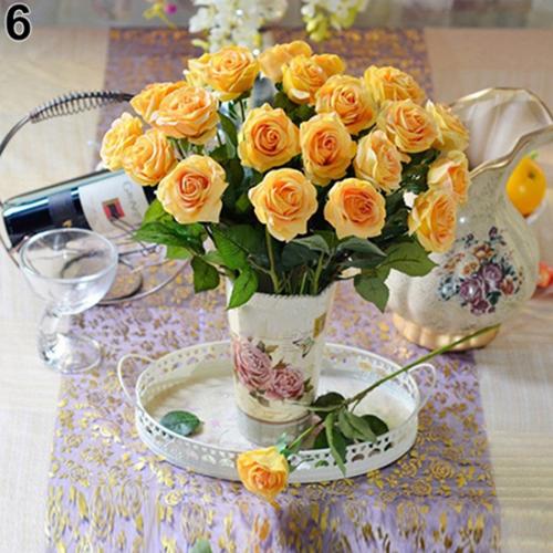 10 stk kunstig latex rosenblomster bryllupsfest kontorbord buket boligindretning festival håndværk indretning ægte touch blomster: Gul