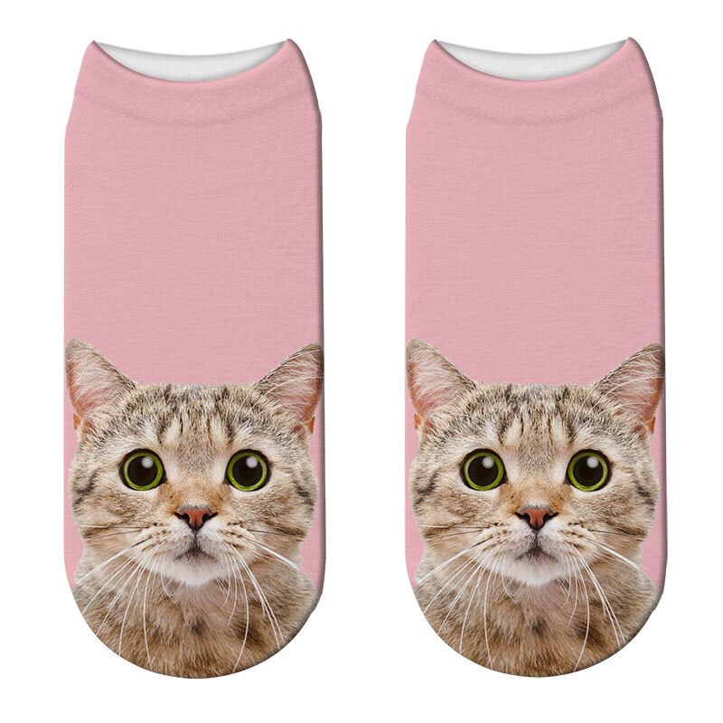 Women 3D Printed Animal Socks Funny Cartoon Cat Dog Cotton Low Ankle Unisex Socks носки с принтами: Style1
