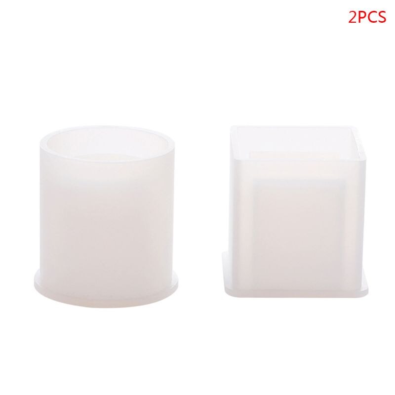 2pcs/set Round Cube Succulent Plants Flower Pot Silicone Mold Epoxy Resin Cement