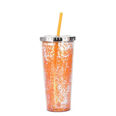 Color Sequins Tumblers Cup Straw Cold Cup with Lid Cups with Lids and Straws Mug Plastic Straight Cup Water Cups: 14
