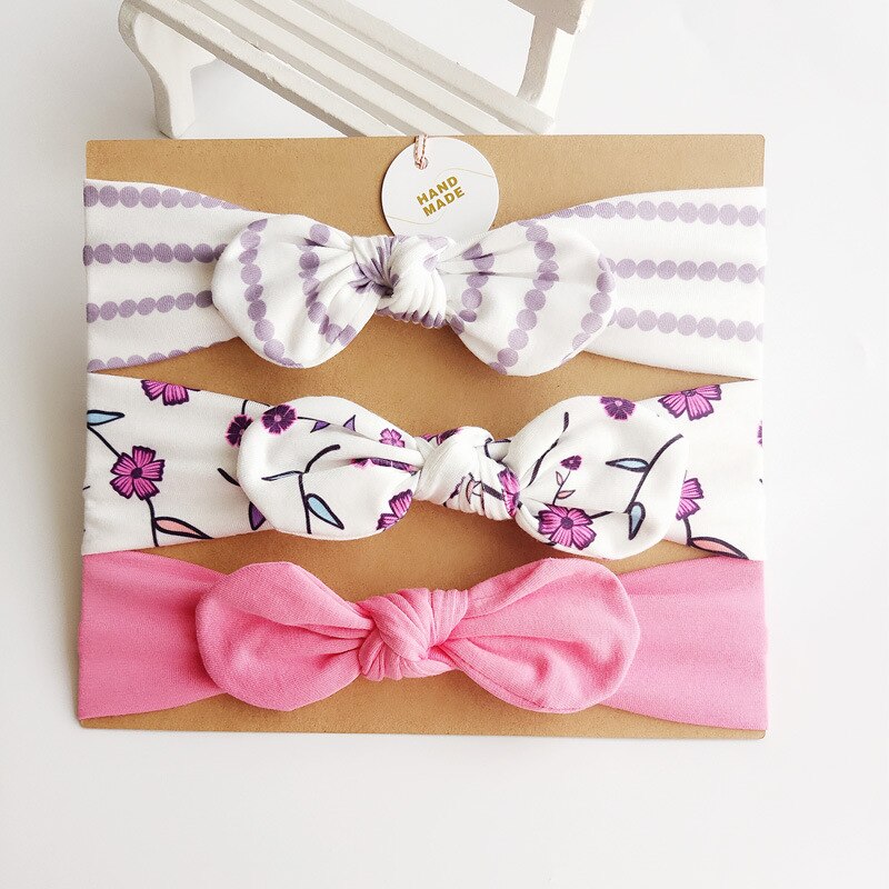 3 Stks/set Baby Meisjes Tulband Hoofdband Haar Accessoires Katoen Konijn Oor Boog Elastische Haarband Baby Prinses Kerst Dag: 4