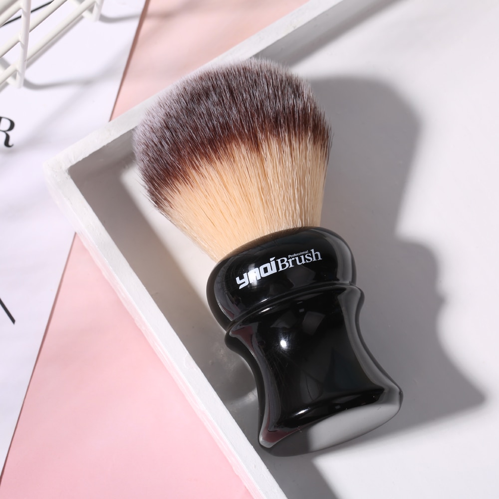 Yaqi-brosse de rasage, poils synthétiques jaunes, avec poignée noire, 24mm, mèche humide