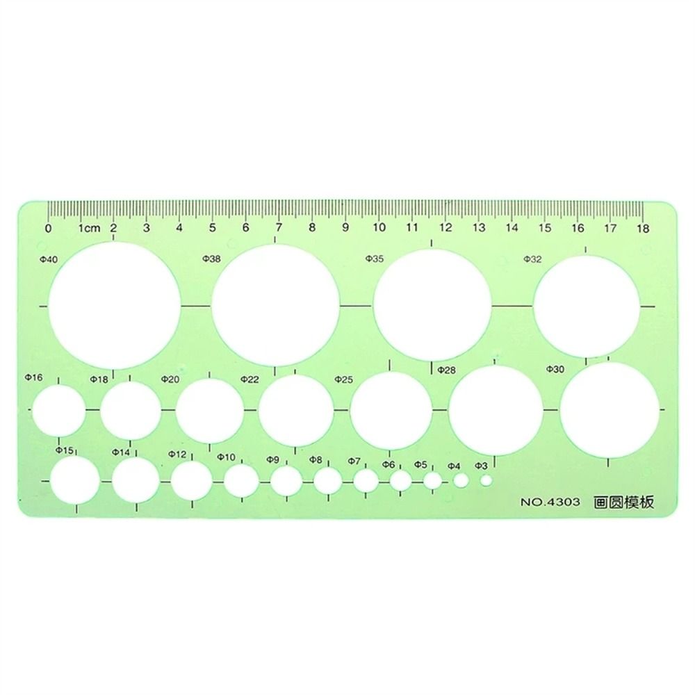 17 Styles Rulers Green Plastic Circles Geometric Template Ruler Stencil Measuring Tool Stationery Students Drawing Curve Ruler