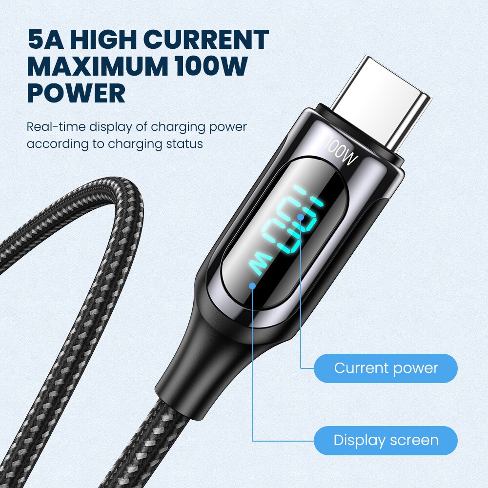 Elough PD 100W USB C Zu Typ C Kabel USBC PD Schnelle Ladegerät 5A Typ-c Kabel Für xiaomi POCO X3 Huawei Samsung Telefon Ladekabel