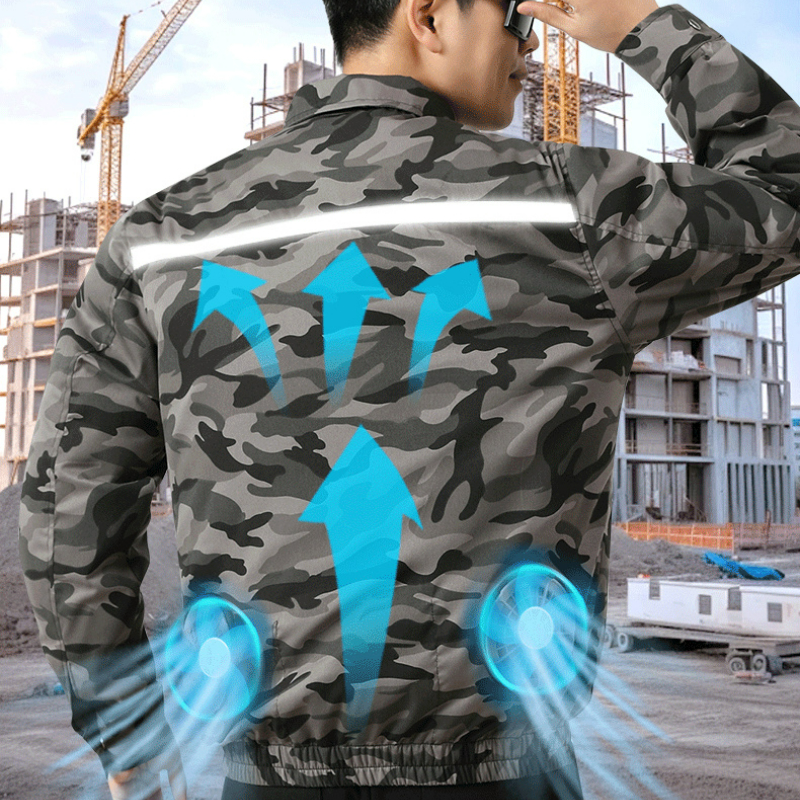 Cool Jacket Men's Refrigeration Fan Jacket Air Conditioner Clothes Cooling 13 Hours High Temperature Work Fishing Coat Hiking