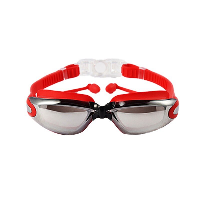 Outdoor Water Sport Waterdicht Anti-fog Zwemmen Bril Grote Frame met Siliconen Oordopjes Zwembril Eyewear: DR