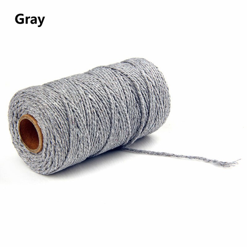 100 Yards 2mm Braided Cotton Cords Twisted Macrame Hand Knitted Cord for Handmade Sewing Thread DIY Craft Decoration Supplies: Gray