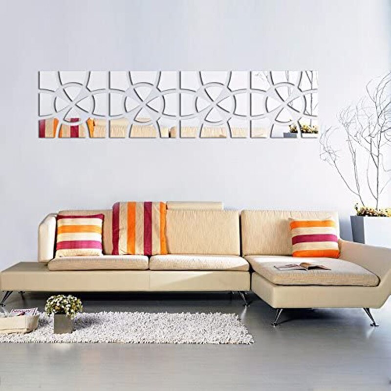 48pcs square combination wall stickers 3D stickers wall decoration retro home decoration mirror stickers DIY modern living room