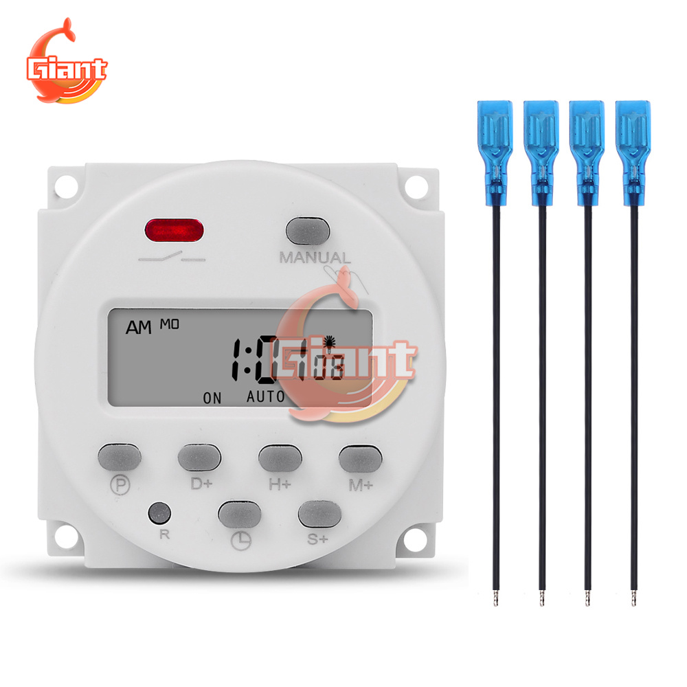 1 Second Interval 12V 24V 110V 220V Digital LCD Timer Switch 7 Days Weekly Programmable Time Relay Programmer CN101S: WHITE
