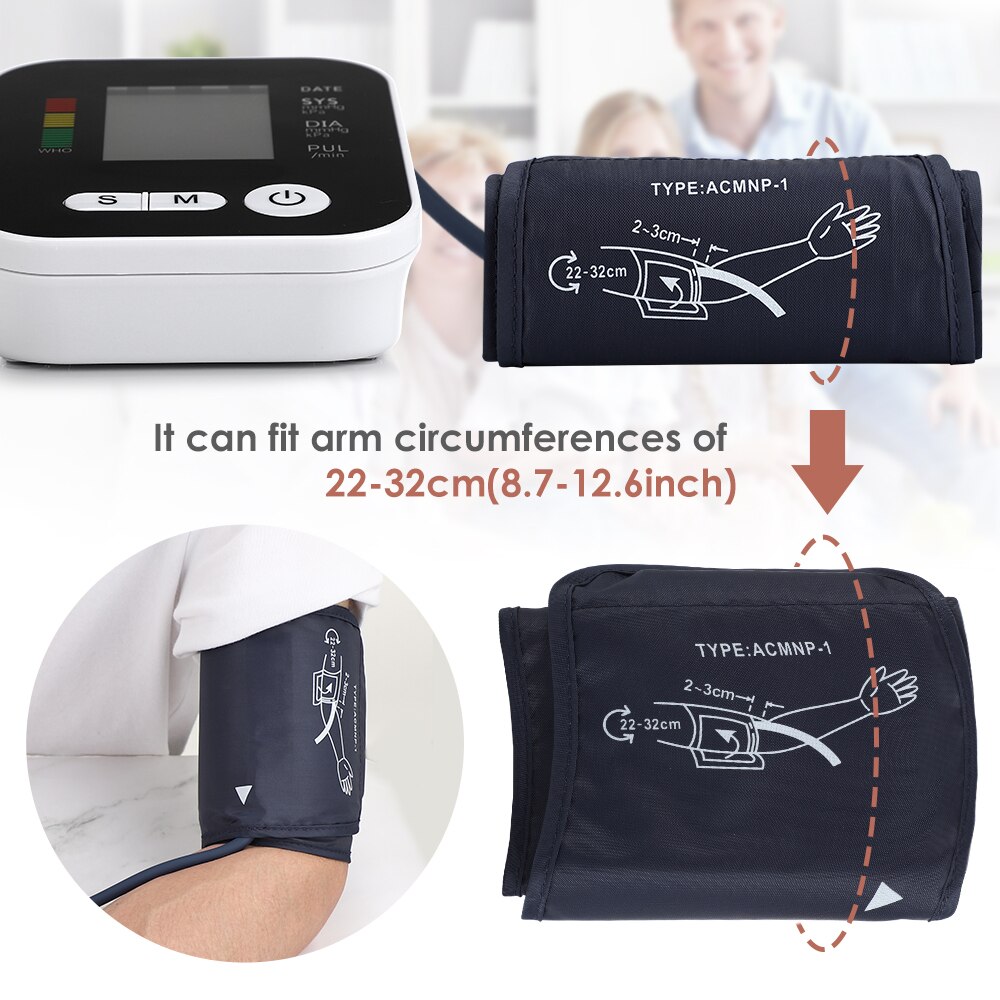 Elektrische Bloeddrukmeter Bovenarm Voice Alarm Automatische Digitale Medische Heart Beat Pulse Tonometer Bloeddrukmeters