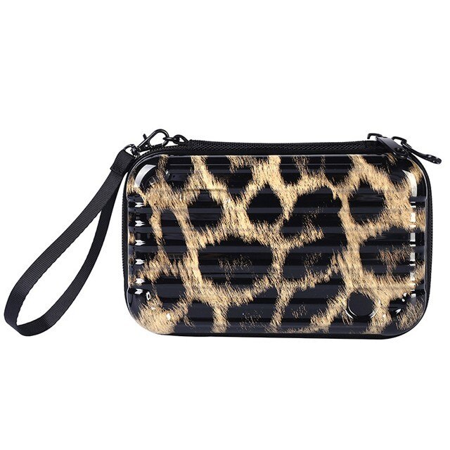 Waterproof ABS Makeup Bags Hard Portable Cosmetic Bag Women Travel Organizer Necessity Beauty Case Suitcase Make Up Bag: Deep leopard