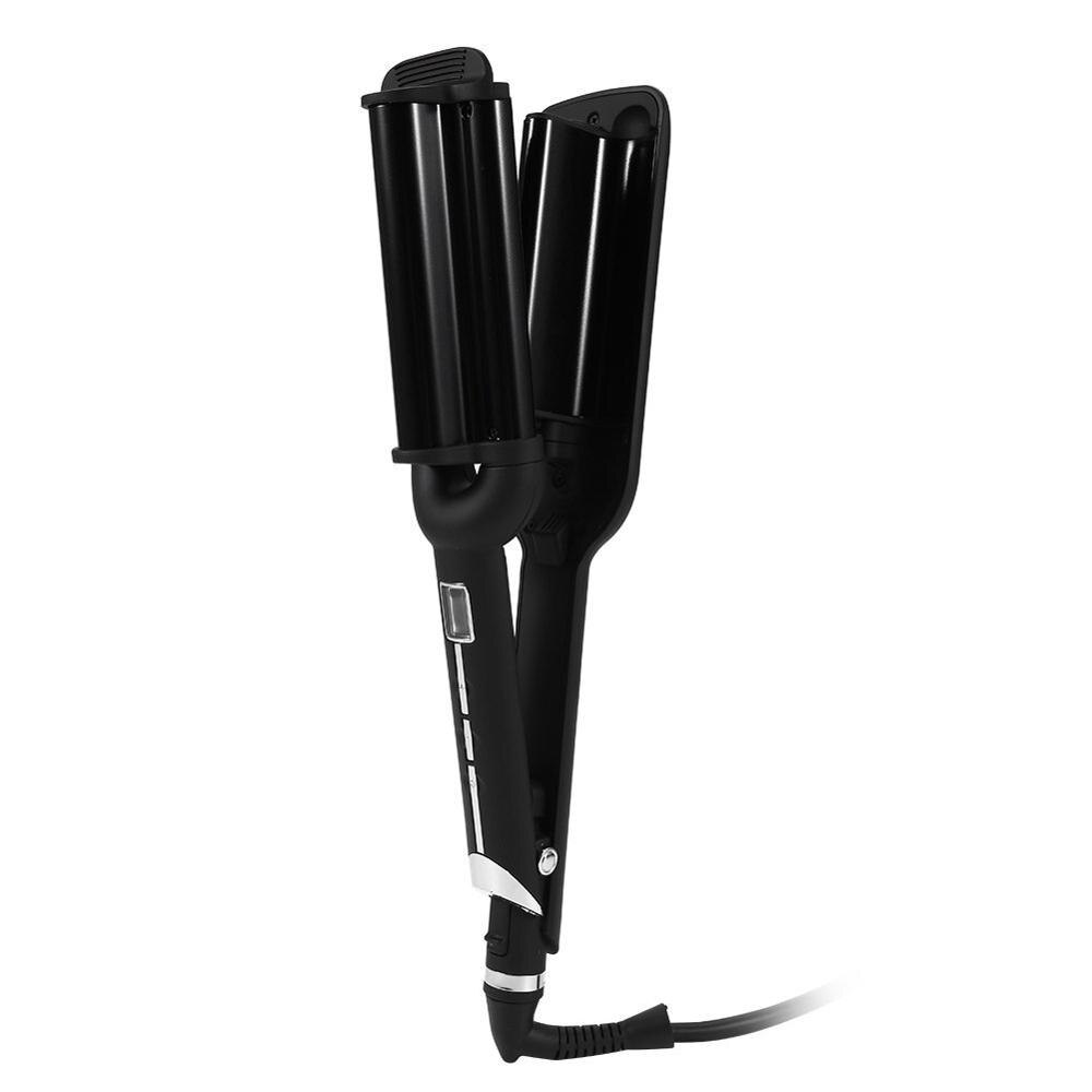 Hair Curler 32Mm Deep Wave Hair Curling Irons Ceramic Triple Barrel Wave Curlers Big Corrugated Deep Hair Curler: Black / AU