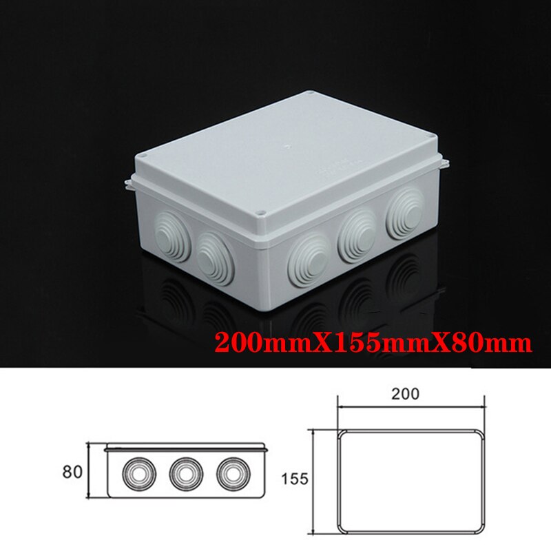 Abs Plastic IP65 Waterdichte Junction Box Diy Outdoor Elektrische Aansluiting Doos Kabel Tak Doos 200x100x70mm: 200X155X80mm