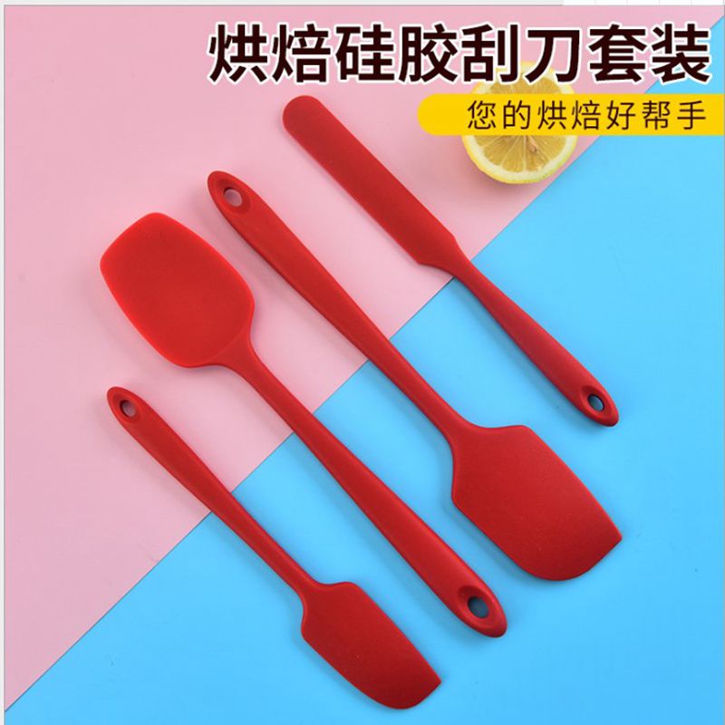 Panelas Antiaderente Para Cozinha Conj　Baking Tool Set 4-Piece Silicone Kitchen Ttools Integrated Silicone Scraper Spatula Cake