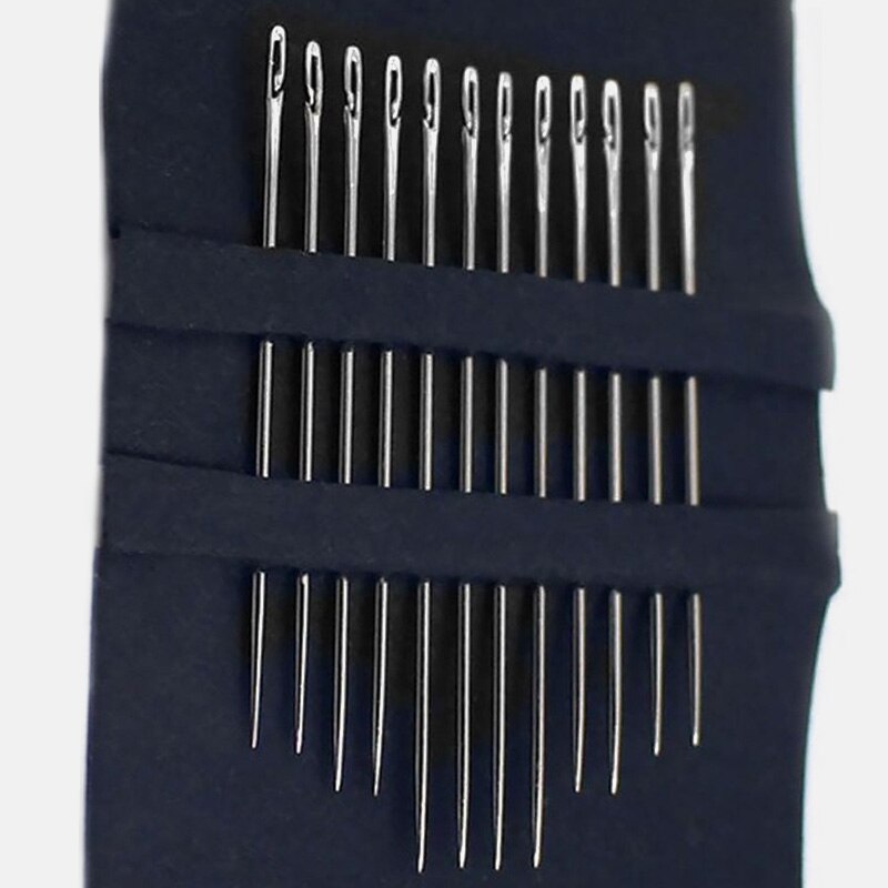 12 Stks/set Rvs Naalden Naald-Side Gat Blind Naald Threading Hand Huishoudelijke Naaien Ouderen Borduurwerk Naald: Zilver