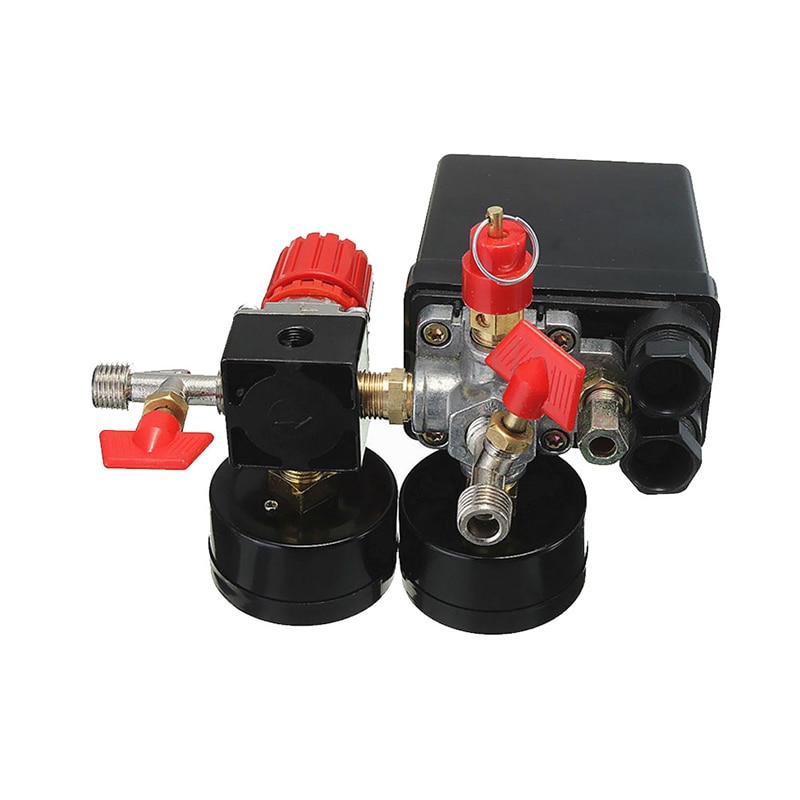 Air Compressor Pressure Valve Switch Manifold Relief Regulator Gauges 120PSI 1Pc