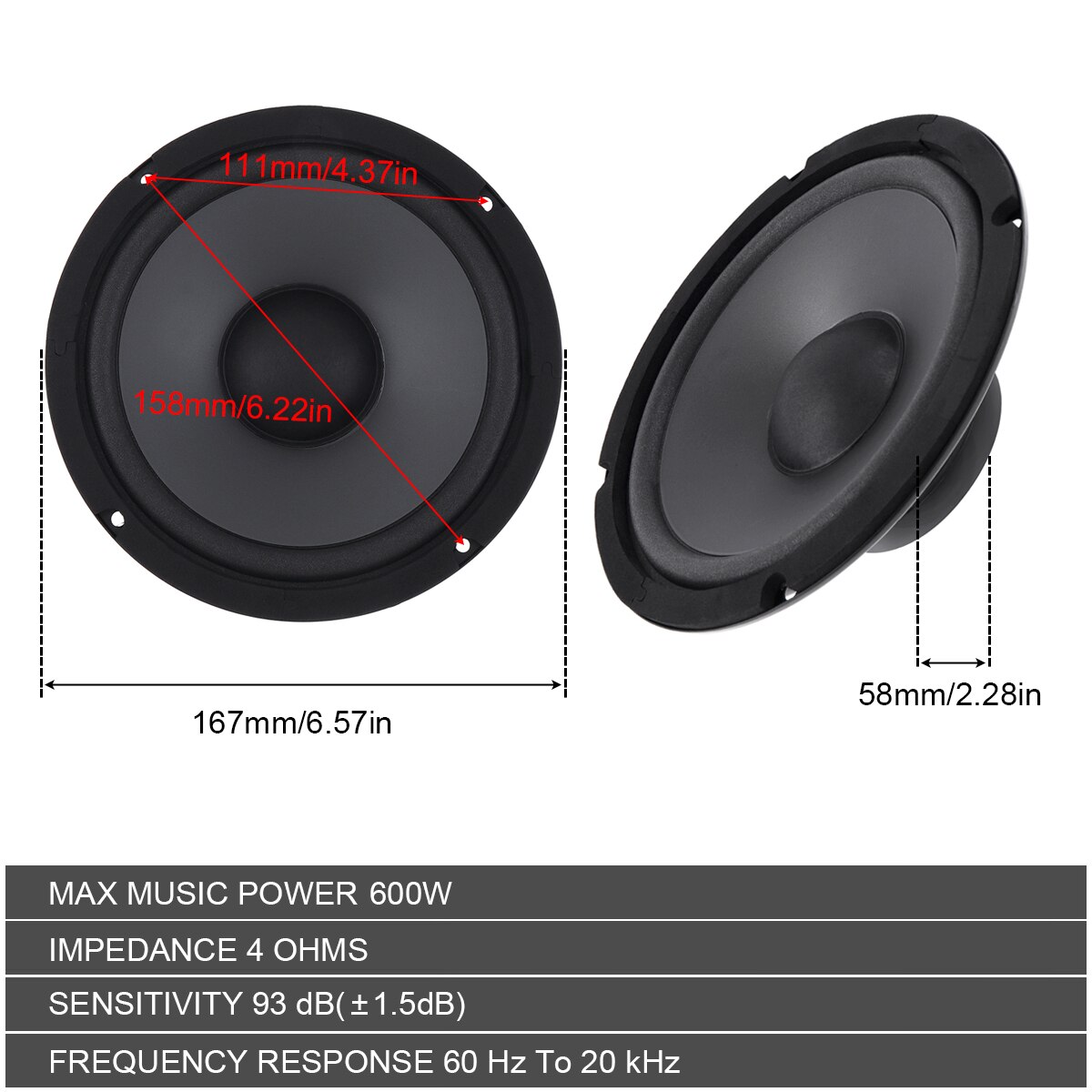 1PC 6 Zoll Auto HiFi Koaxial Lautsprecher 2-Way Universal Fahrzeug Tür Auto Audio Musik Stereo Vollständige Palette frequenz Subwoofer Lautsprecher