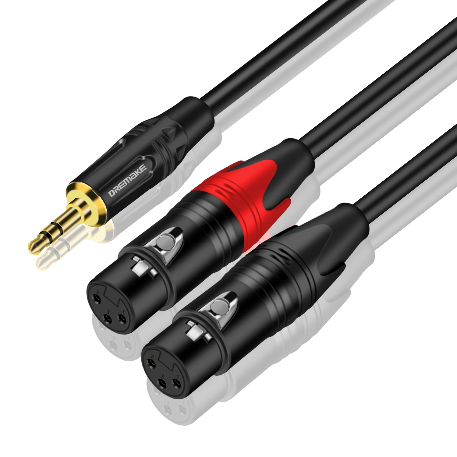DREMAKE Cavo scoppiare Aux da 3,5 mm a doppio XLR da 1/8 pollici a doppia spina XLR Cavo adattatore Audio sdoppiatore a Y bilanciato da XLR a 3,5 mm: 3m