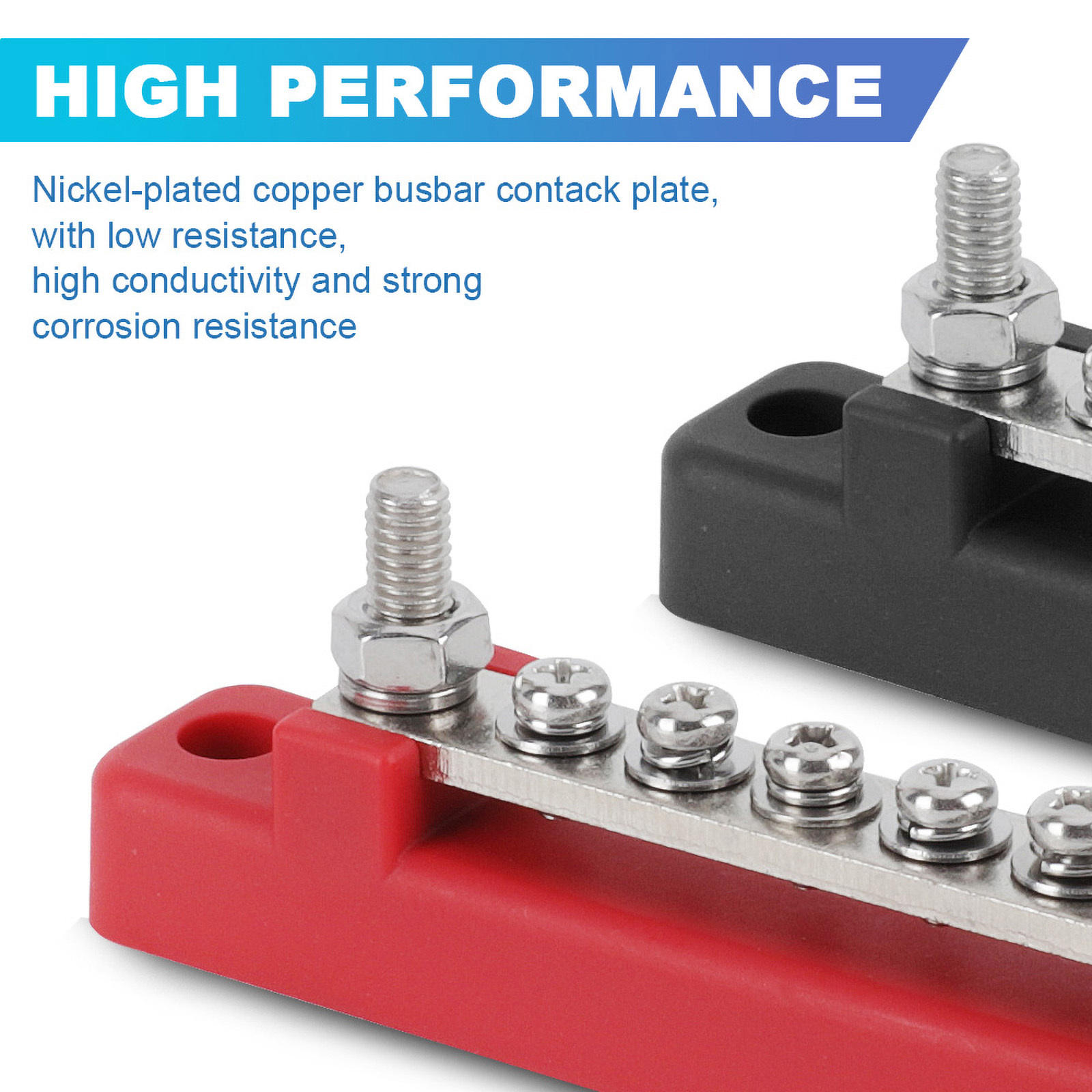 M6 12V Klemmenblok Bus Bar 1/4 Inch Stud 150A Elektrische Stroomverdeling Blok Bus Bar voor Vrachtwagen Boot Camper RV Caravan