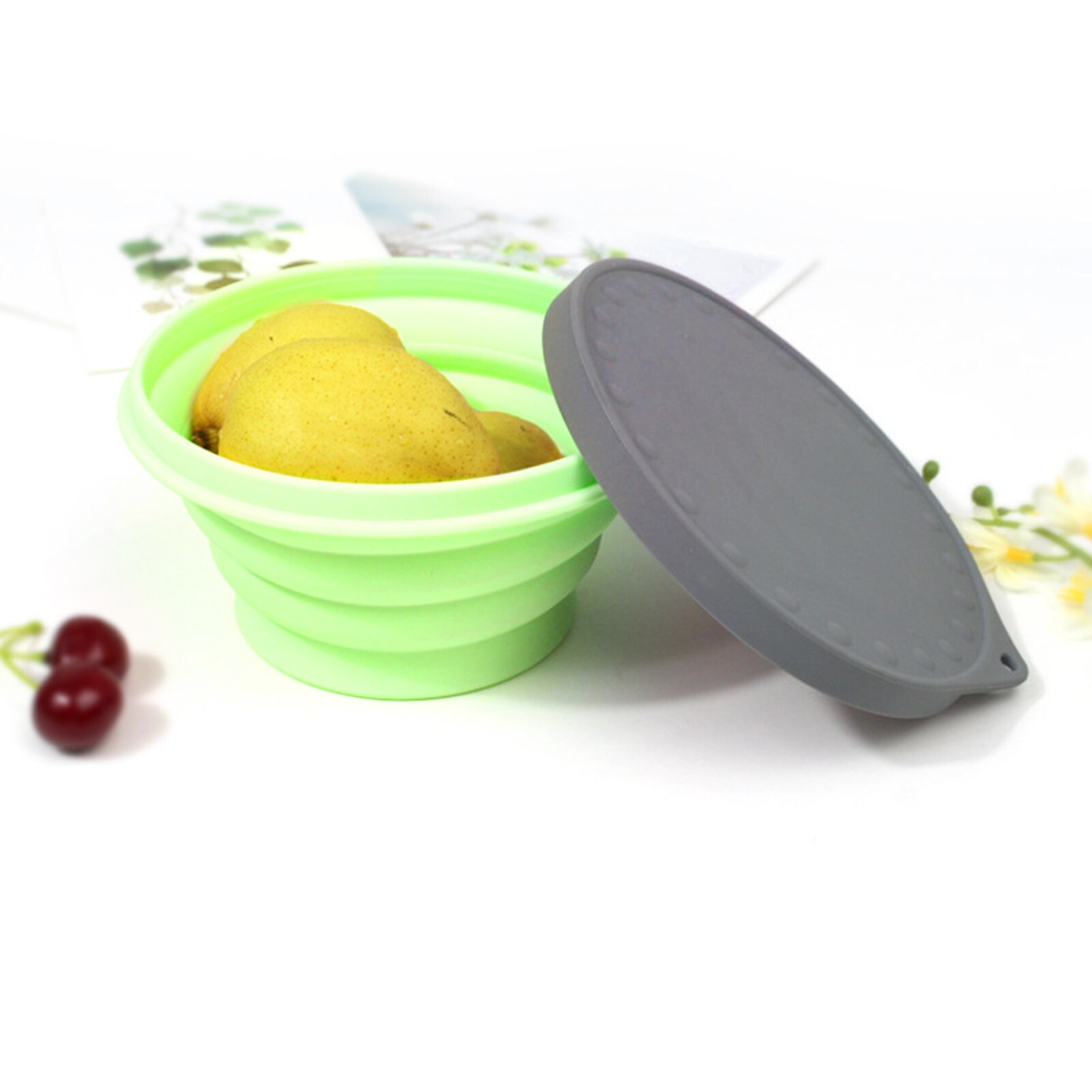 Vaisselle pliable en Silicone, récipient alimentaire Portable, plat à salade, Camping voyage bol de nourriture en plein air pour la cuisine