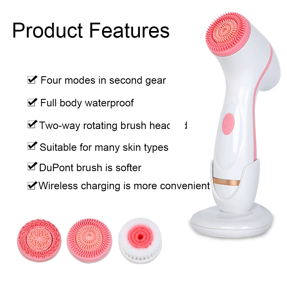Limpiador Facial eléctrico cepillo de lavado impermeable de silicona masaje Facial limpiador de poros profundos eliminación de puntos negros lavado Facial