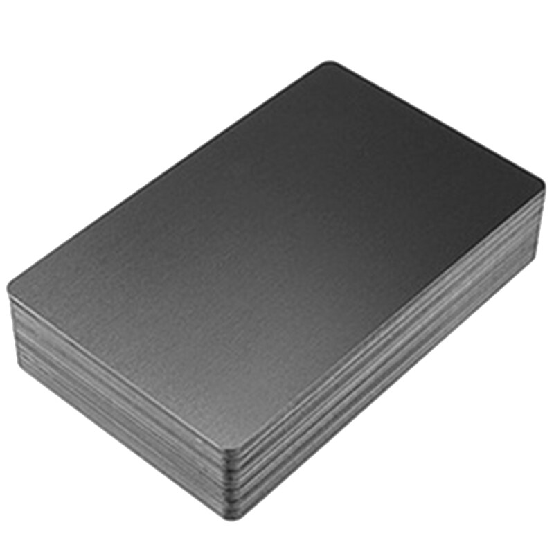 100 st svart aluminiumlegering kort gravyr metall visitkort tom 0.22mm tjocklek