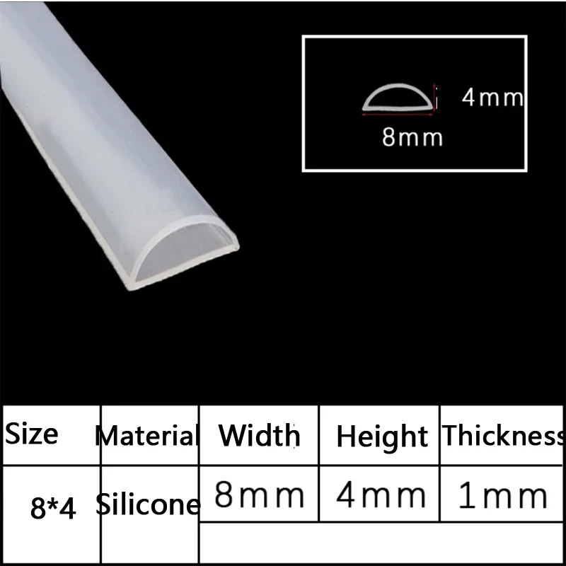 2-10M D Shape Silicone Rubber Sealing Strip Semi Circle Hollow High Temperature Self Adhesive Door Window Sound Insulating Strip