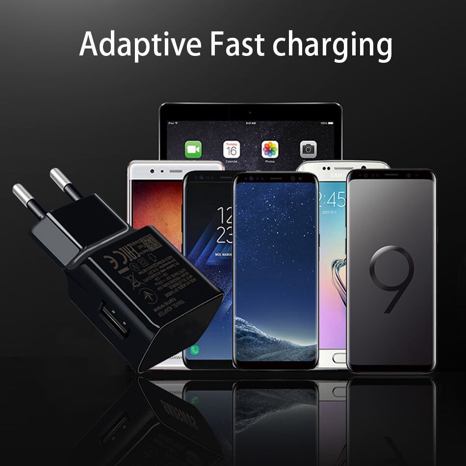 For Samsung S8 S9 plus note9 Fast Charger 9V 1.67A Quick Adapter EU/US Note8 S9 S8 C5 C7 C9 S7 S6 Edge pro 1.2M USB Type C Cable