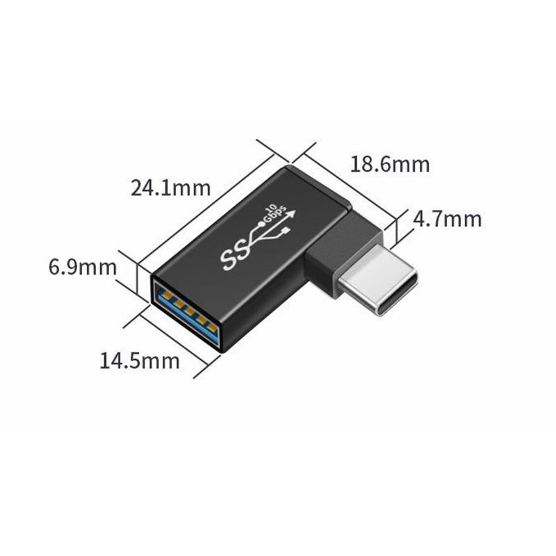 USB To Type C OTG Adapter USB USB-C Male To Type-c Female Converter 90 Degrees Angled For USBC OTG Connector: U3-B93