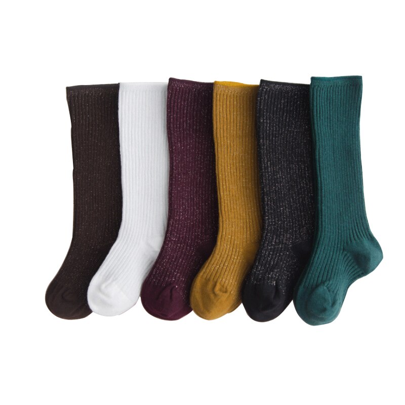 Chaussettes montantes pour enfants | Chaussettes d'hiver longues et chaudes, en coton, fil d'argent et blanc, pour petits garçons et petites filles
